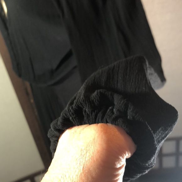 Free People Black Flowing Wednesday Addams Dress Deep V Neck Hocus Pocus Sz 2 - Picture 7 of 16